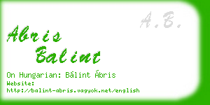abris balint business card