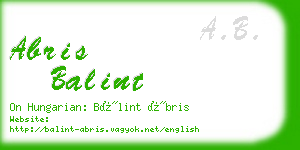 abris balint business card